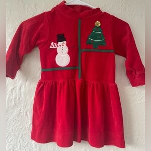 Vintage Florence Eiseman girls red velvet long sleeve holiday dress, zip back;3T